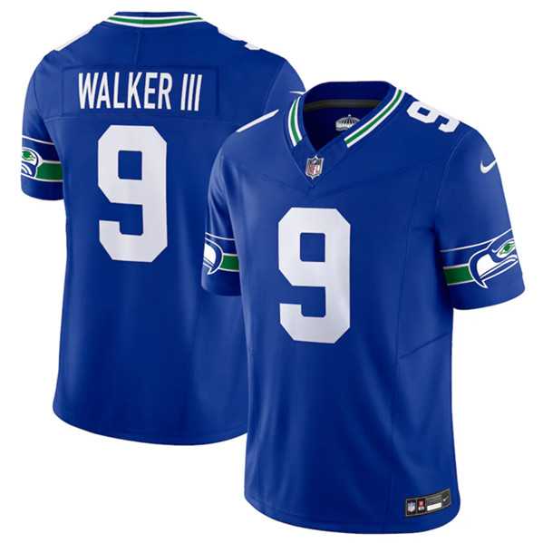 Mens Seattle Seahawks #9 Kenneth Walker III Royal 2023 F.U.S.E. Vapor Limited Throwback Stitched Jersey->seattle seahawks->NFL Jersey